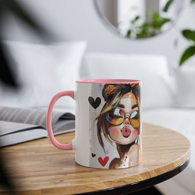 Chic Two-Tone Coffee Mug - Heart Design, Love Quote | Perfect Gift for Friends & Loved Ones
