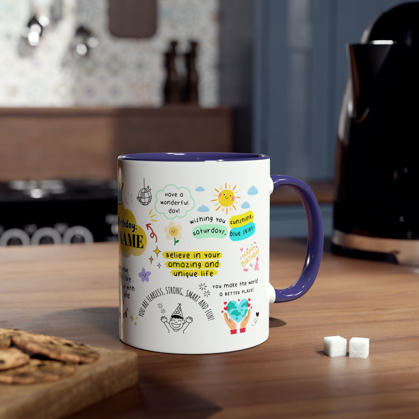 Personalized Two-Tone Birthday Coffee Mug - Celebrate with Custom Name Design
