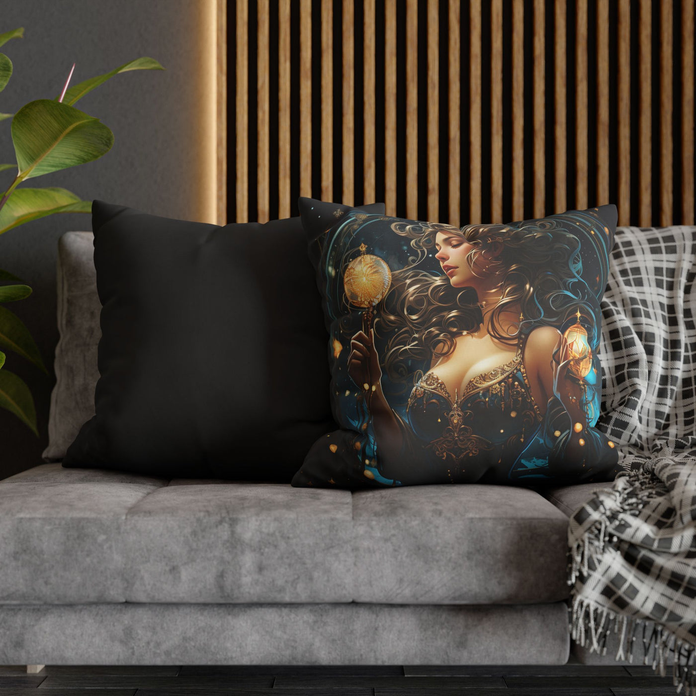 Artistic Aquarius Zodiac Pillowcase with Mystic Woman Design