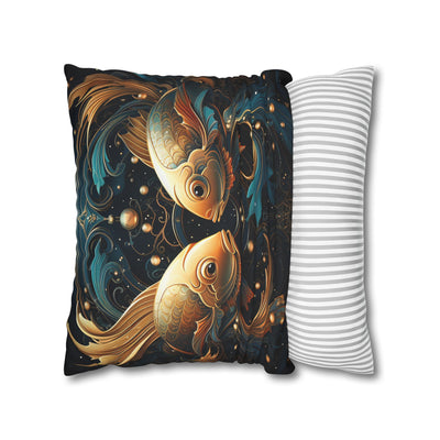 Artistic Pisces Zodiac Poly Canvas Pillowcase - Decorative Throw Cushion for Home Decor