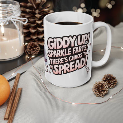Giddy Sparkles Unicorn Cat Ceramic Coffee Cup - Fun 11oz & 15oz Mugs for Cat Lovers