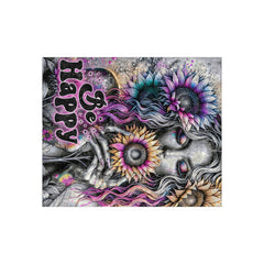 Koc z aksamitu Crushed Velvet „Be Happy”