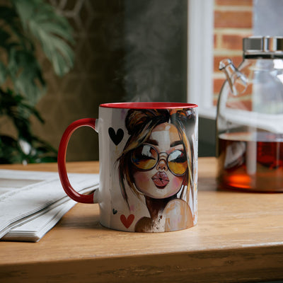 Chic Two-Tone Coffee Mug - Heart Design, Love Quote | Perfect Gift for Friends & Loved Ones