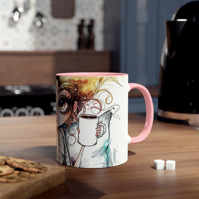 Whimsical Cat Lover's Two-Tone Coffee Mug - 11oz Artistic Design