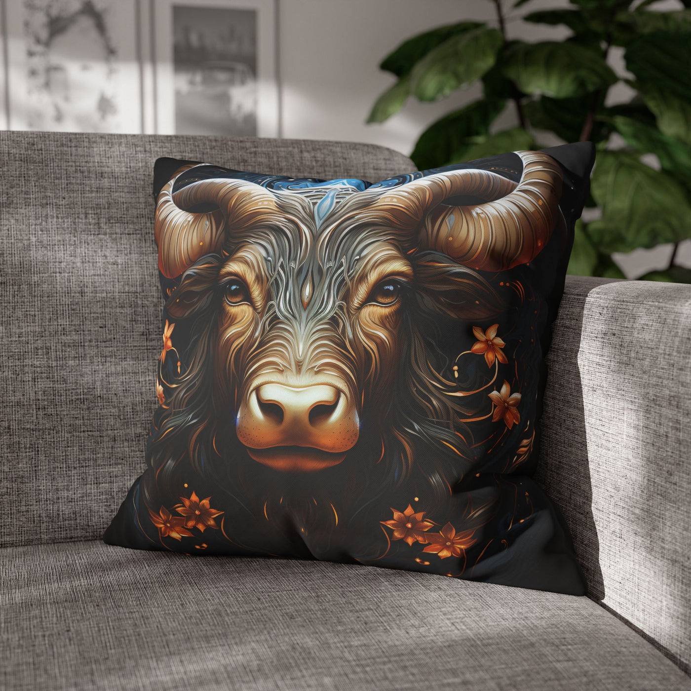 Taurus Zodiac Decorative Pillowcase - Artful Square Poly Canvas Cushion for Home Decor