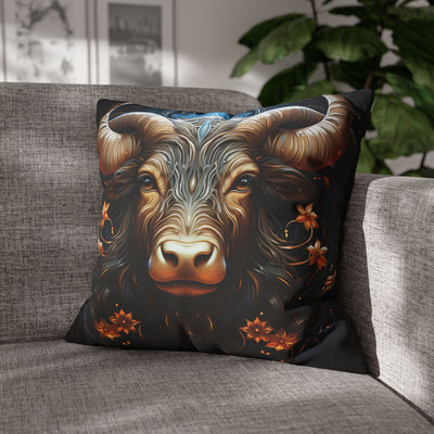 Taurus Zodiac Decorative Pillowcase - Artful Square Poly Canvas Cushion for Home Decor