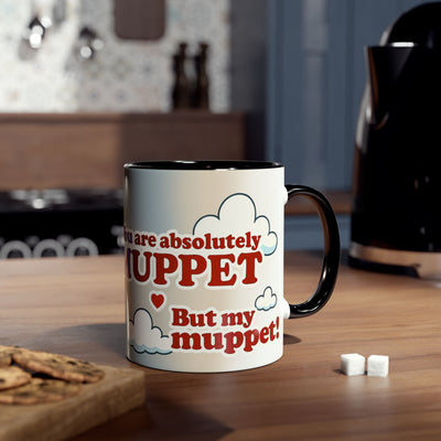 Fun Two-Tone Coffee Mug with Muppet Design - Personalised from Photo. 11 oz