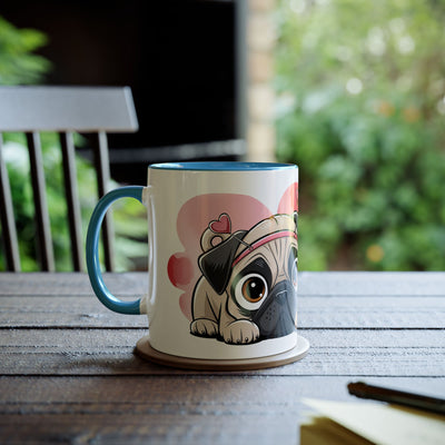 I Love You Two-Tones Mug with Cute Pug Dog