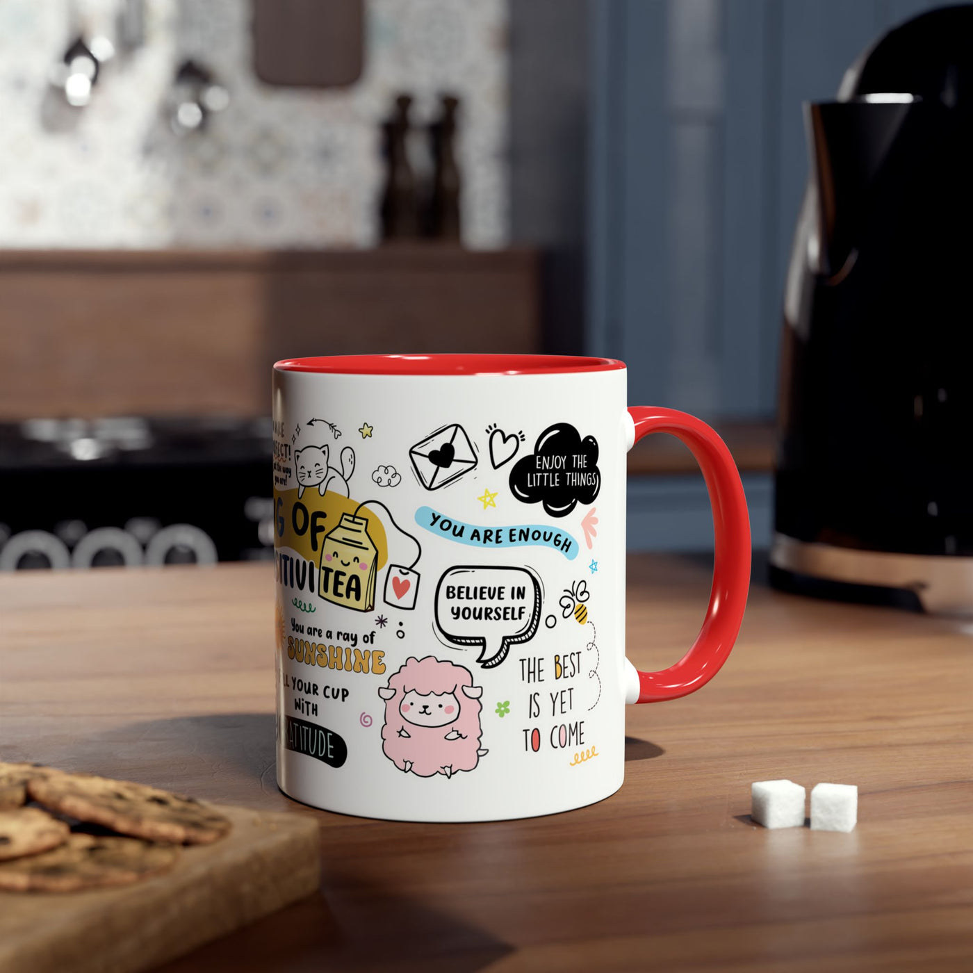 Inspirational Two-Tone Coffee Mug - 11oz - Positive Affirmations & Cute Designs