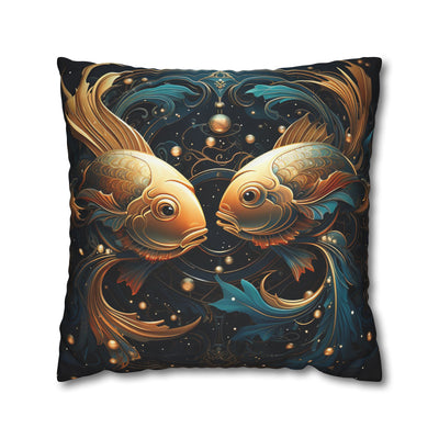 Artistic Pisces Zodiac Poly Canvas Pillowcase - Decorative Throw Cushion for Home Decor