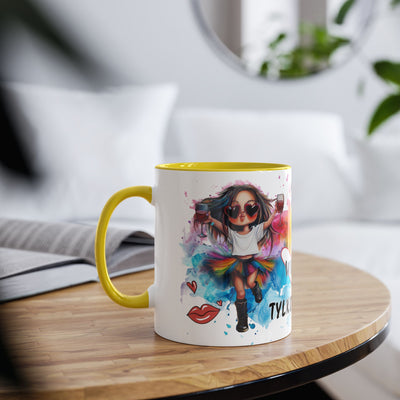 Colorful Two-Tone Coffee Mug - Fun Wine Lover Design