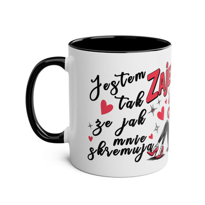 Funny Two-Tone Coffee Mug - 'Jestem tak Zajebista' Design for Coffee Lovers