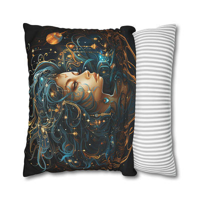Artistic Virgo Zodiac Poly Canvas Pillowcase - Celestial Decor for Home