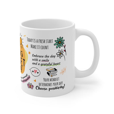 Morning Mindset Afirmation White Coffee Mug, 11/15oz