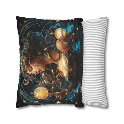 Artistic Aquarius Zodiac Pillowcase with Mystic Woman Design