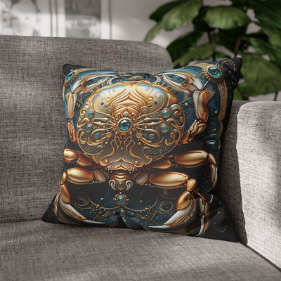 Artistic Cancer Zodiac Poly Canvas Pillowcase - Luxurious Sea-Themed Home Decor