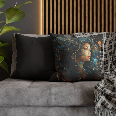 Artistic Virgo Zodiac Poly Canvas Pillowcase - Celestial Decor for Home