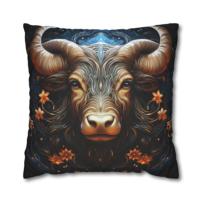 Taurus Zodiac Decorative Pillowcase - Artful Square Poly Canvas Cushion for Home Decor