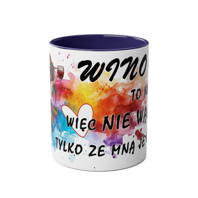 Colorful Two-Tone Coffee Mug - Fun Wine Lover Design