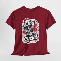 Damska koszulka świąteczna „Oby w tym roku poszło w cycki” – zabawny t-shirt na prezent
