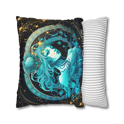 Astrology-Inspired Square Poly Canvas Pillowcase - Aquarius Zodiac Decor for Dreamy Spaces
