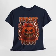 Unisex Spooky Vibes Tee, Scary Pumpkin, Halloween T-Shirt, Graphic Tee, Pumpkin Shirt, Casual Wear, Fall Fashion