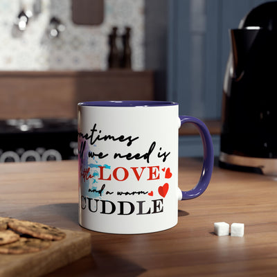 Cute Two-Tone Love & Cuddle Coffee Mug | 11oz Heart Design