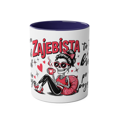 Funny Two-Tone Coffee Mug - 'Jestem tak Zajebista' Design for Coffee Lovers