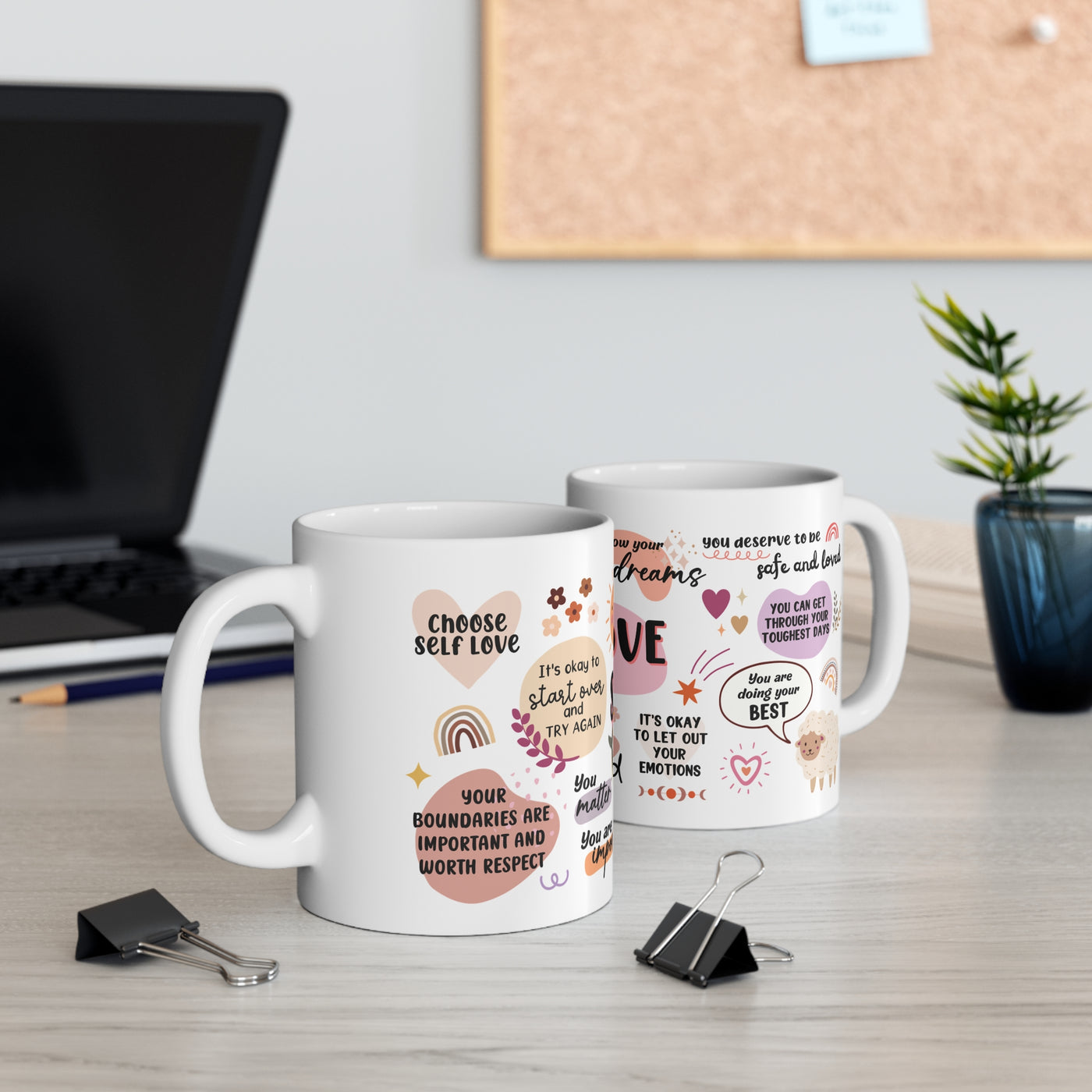 Mug - Self Love White Ceramic Coffee Mug - Inspirational Quotes for Daily Motivation - 11oz & 15oz