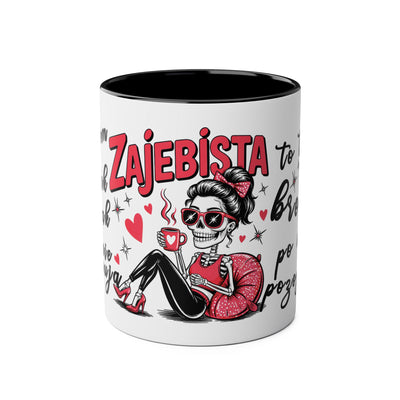 Funny Two-Tone Coffee Mug - 'Jestem tak Zajebista' Design for Coffee Lovers