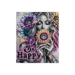 Koc z aksamitu Crushed Velvet „Be Happy”