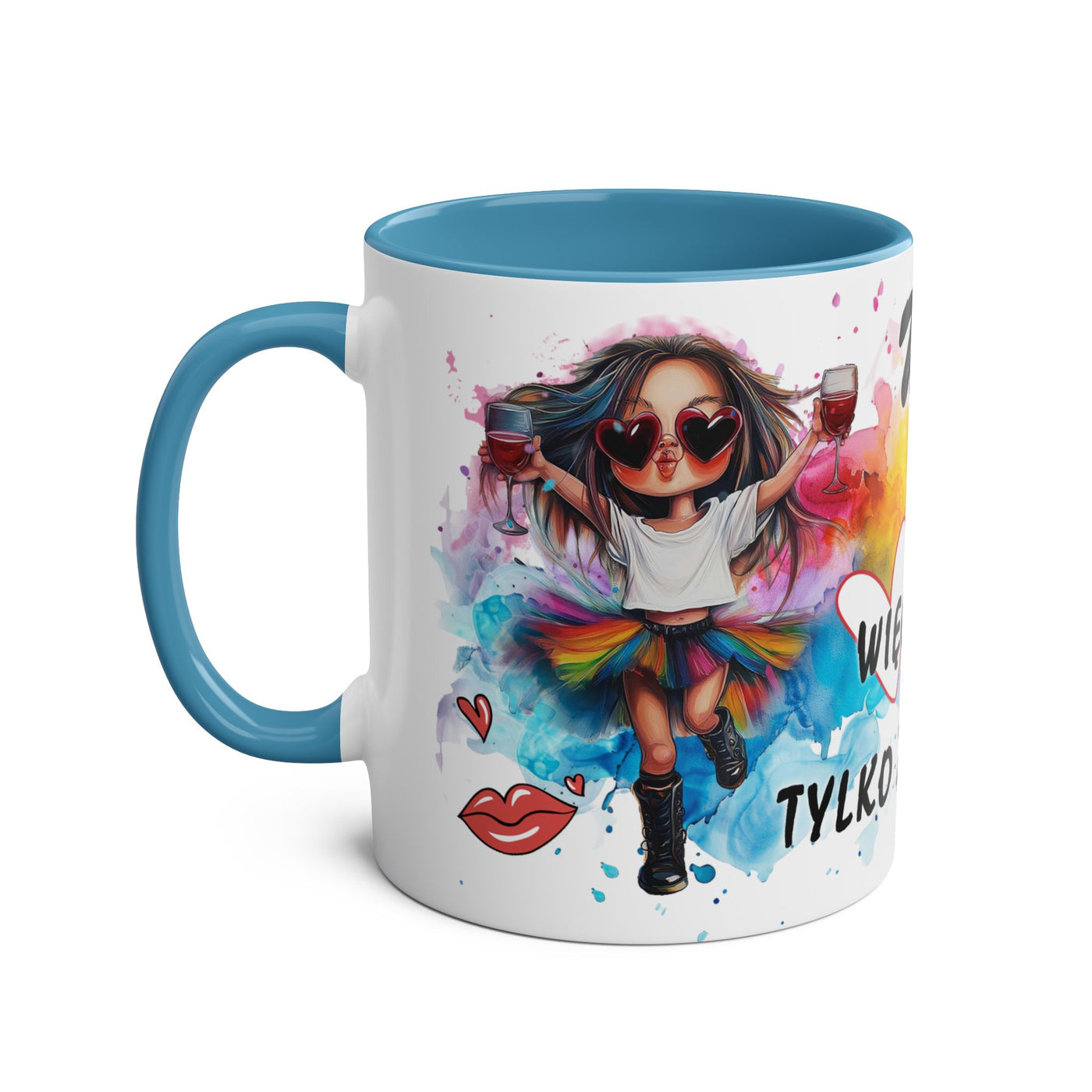Colorful Two-Tone Coffee Mug - Fun Wine Lover Design