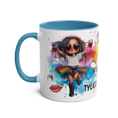Colorful Two-Tone Coffee Mug - Fun Wine Lover Design