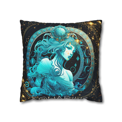 Astrology-Inspired Square Poly Canvas Pillowcase - Aquarius Zodiac Decor for Dreamy Spaces