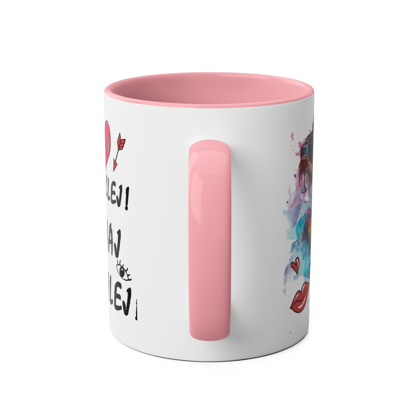 Colorful Two-Tone Coffee Mug - Fun Wine Lover Design