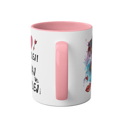 Colorful Two-Tone Coffee Mug - Fun Wine Lover Design