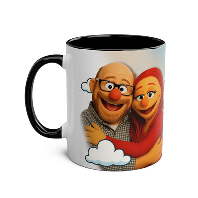 Fun Two-Tone Coffee Mug with Muppet Design - Personalised from Photo. 11 oz