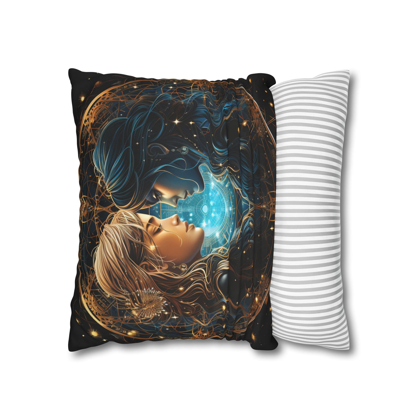 Gemini Zodiac Pillowcase - Mystical Portraits Decorative Cushion Cover