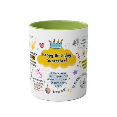 Birthday Coffee Mug - Two-Tone 11oz Cup for Celebrating Superstars