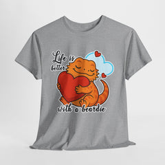 Cute Animal Graphic Tee, Life is Better with a Beardie Shirt, Unisex Cotton T-Shirt, Gift for Pet Owners, Animal Lovers Apparel