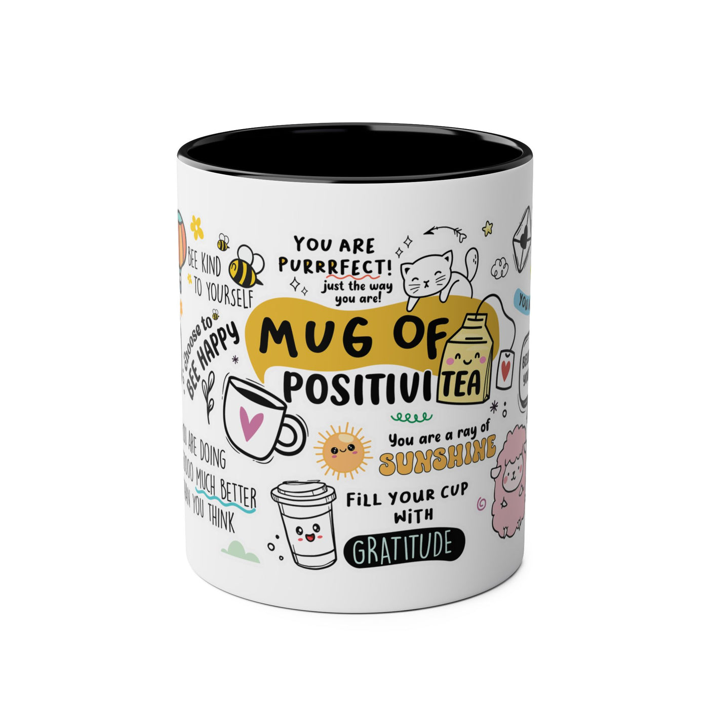 Inspirational Two-Tone Coffee Mug - 11oz - Positive Affirmations & Cute Designs