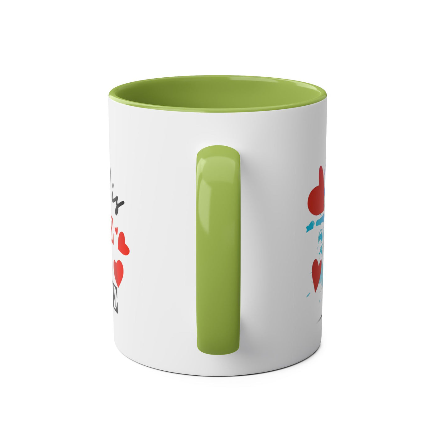 Cute Two-Tone Love & Cuddle Coffee Mug | 11oz Heart Design