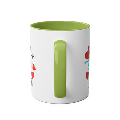 Cute Two-Tone Love & Cuddle Coffee Mug | 11oz Heart Design
