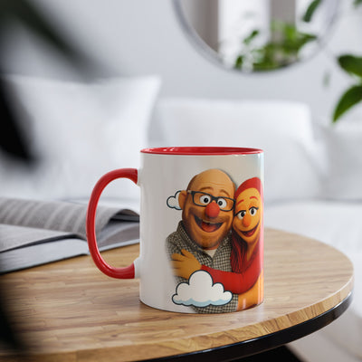 Fun Two-Tone Coffee Mug with Muppet Design - Personalised from Photo. 11 oz
