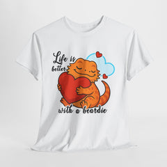 Cute Animal Graphic Tee, Life is Better with a Beardie Shirt, Unisex Cotton T-Shirt, Gift for Pet Owners, Animal Lovers Apparel
