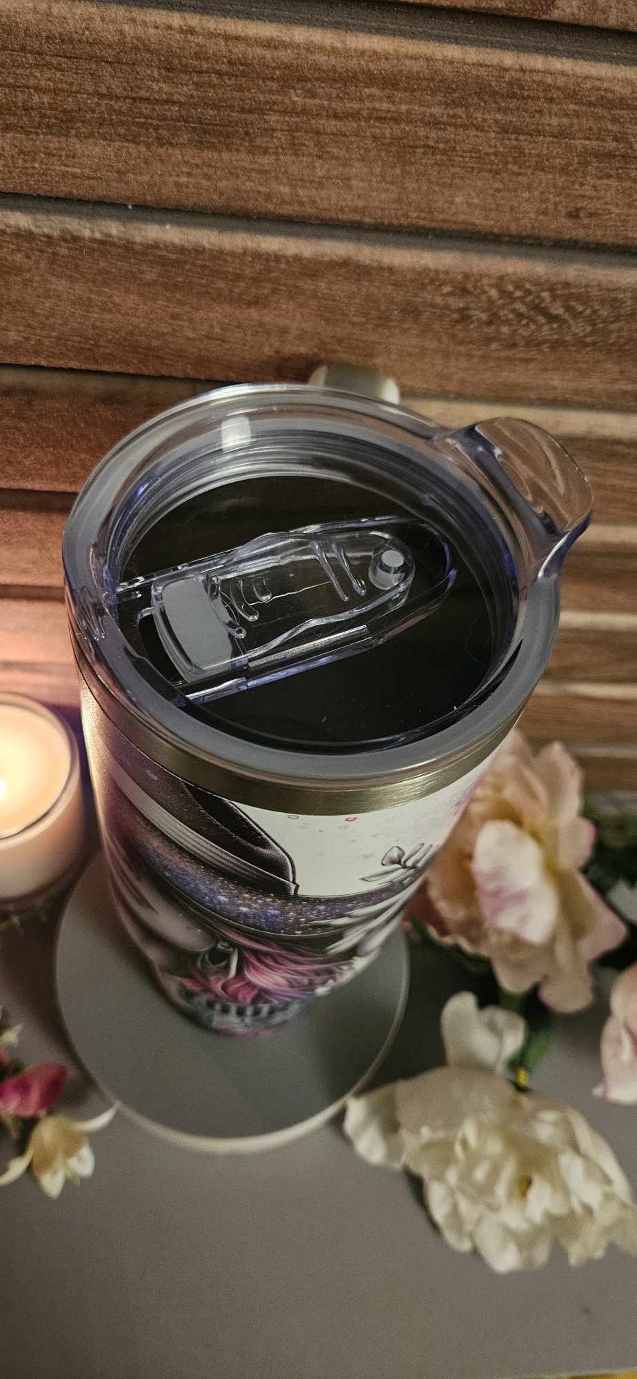 Floral 40 oz Travel Mug with afirmation quote