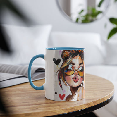 Chic Two-Tone Coffee Mug - Heart Design, Love Quote | Perfect Gift for Friends & Loved Ones