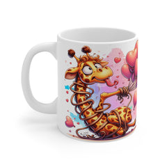 Kubek ceramiczny 330 ml – „Skarbie ty mój, gwiazdy przy tobie to byle chuj” | humorystyczny kubek z żyrafą