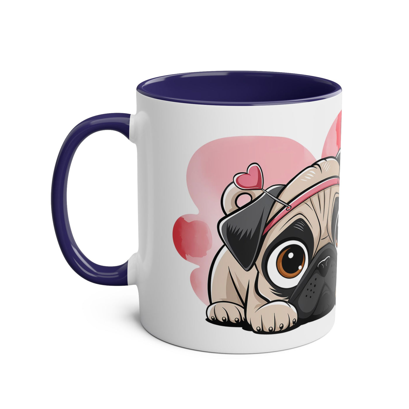 I Love You Two-Tones Mug with Cute Pug Dog