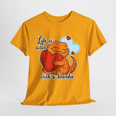 Cute Animal Graphic Tee, Life is Better with a Beardie Shirt, Unisex Cotton T-Shirt, Gift for Pet Owners, Animal Lovers Apparel